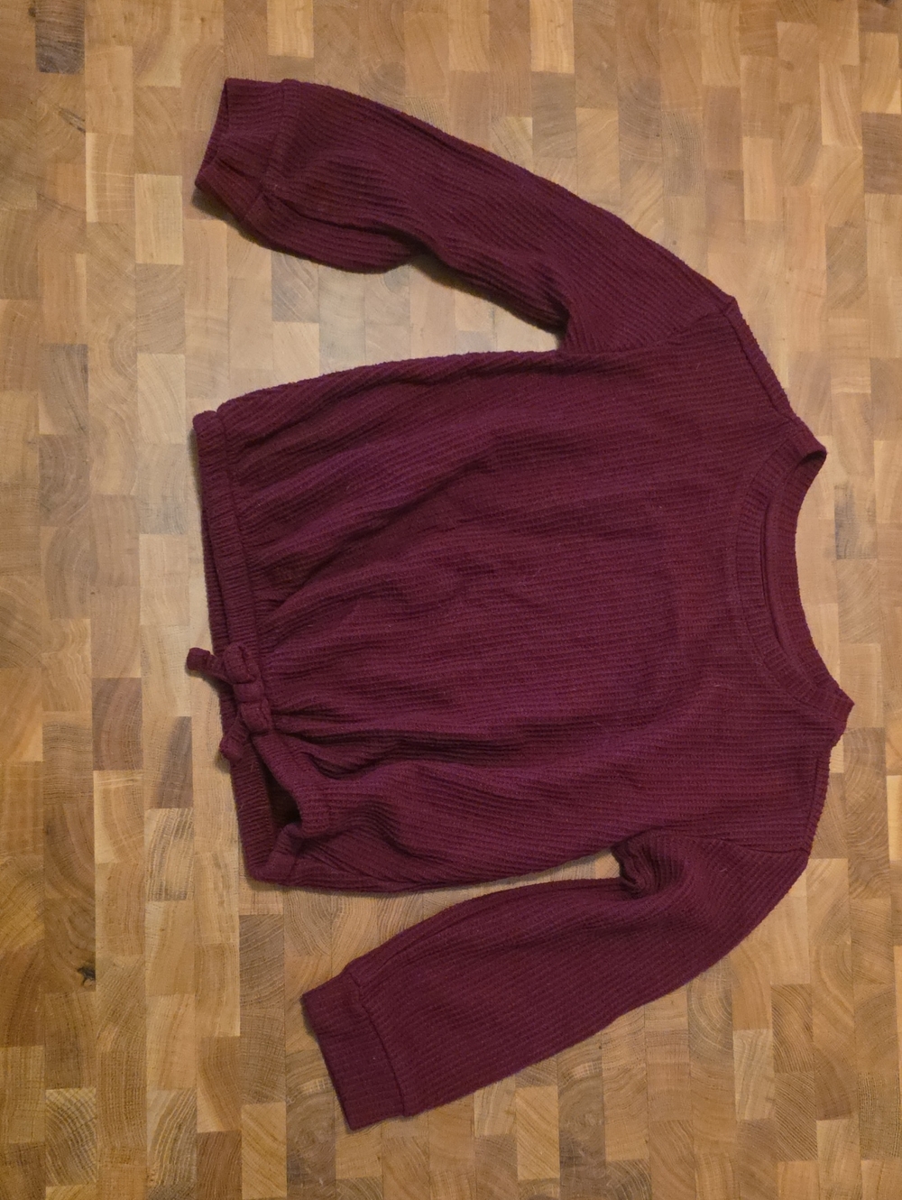 Cat & Jack Burgundy Crewneck Tie-Hem Sweater